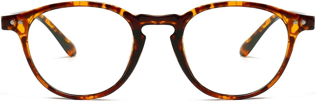 JiffPom Retro Blue Light Blocking Glasses for Men Women TR90 Clear Lens Lightweight Computer Glasses Reading Glasses