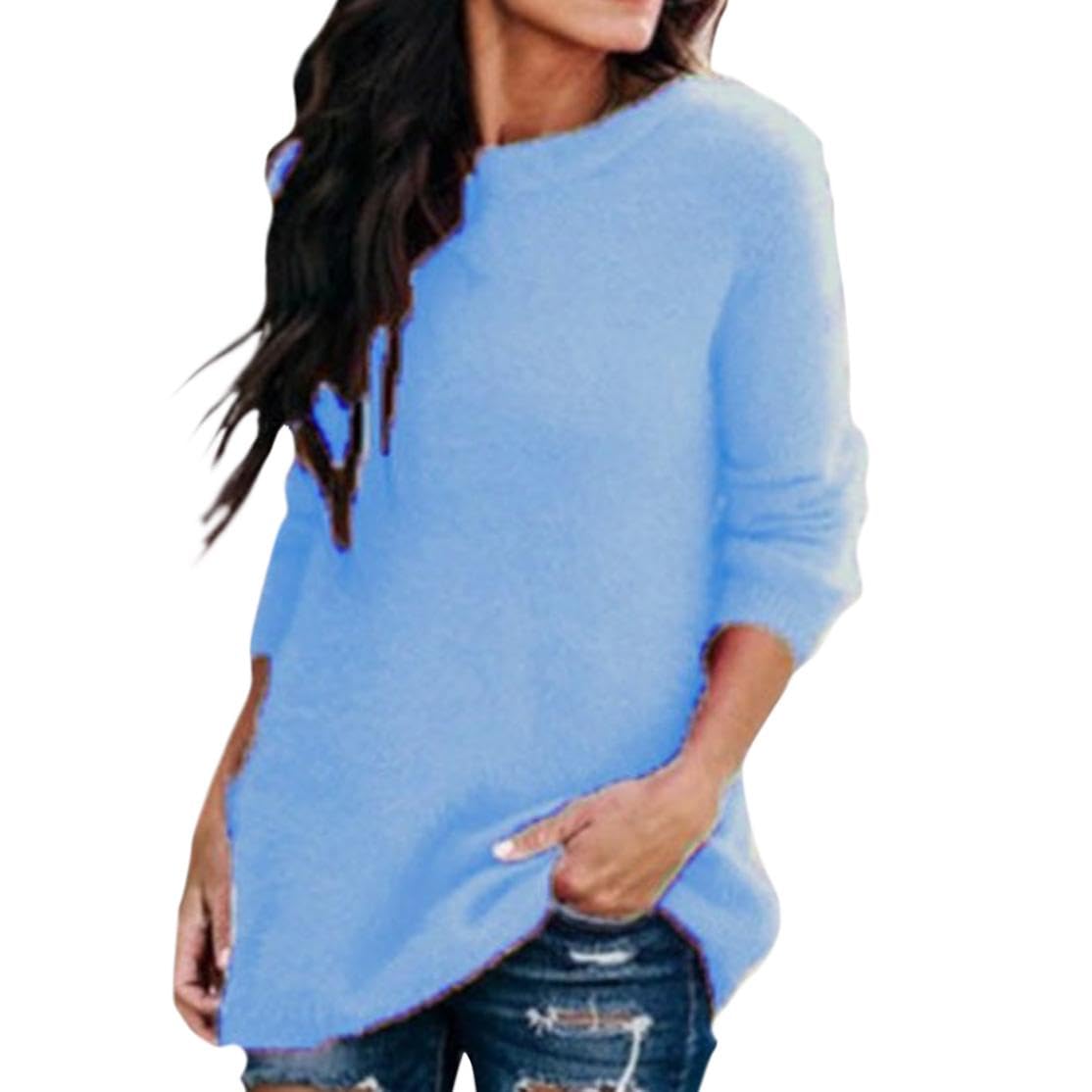 GYMTANK Women's Winter Sweater 2025 Fall Casual Timeless Long Sleeve Solid Crew Neck Sweater Pull Over Tops