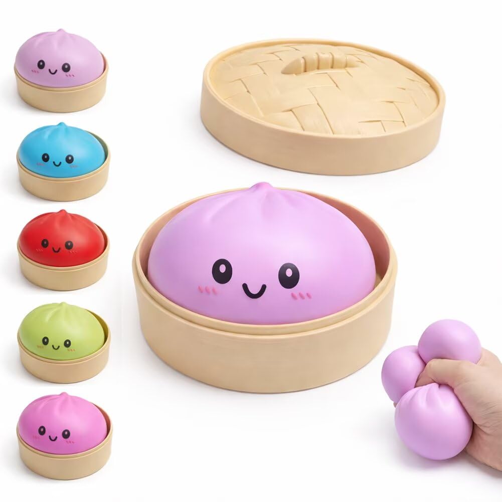 Kribee Dumpling Squishies，Glitter Dumpling Mystery Box，Colorful Dumplings Stress Balls Fidget Sensory Toy， Easter Basket Stuffers ，Squeeze Desk Toys for Stress Relief