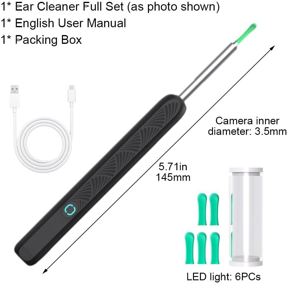 Kribee Ear Wax Removal with Camera, Smart Visual Earwax Cleaning Tool with 6 LED Lights, Earwax Remover Tool, Ear Cleaner Ear Wax Removal Kit
