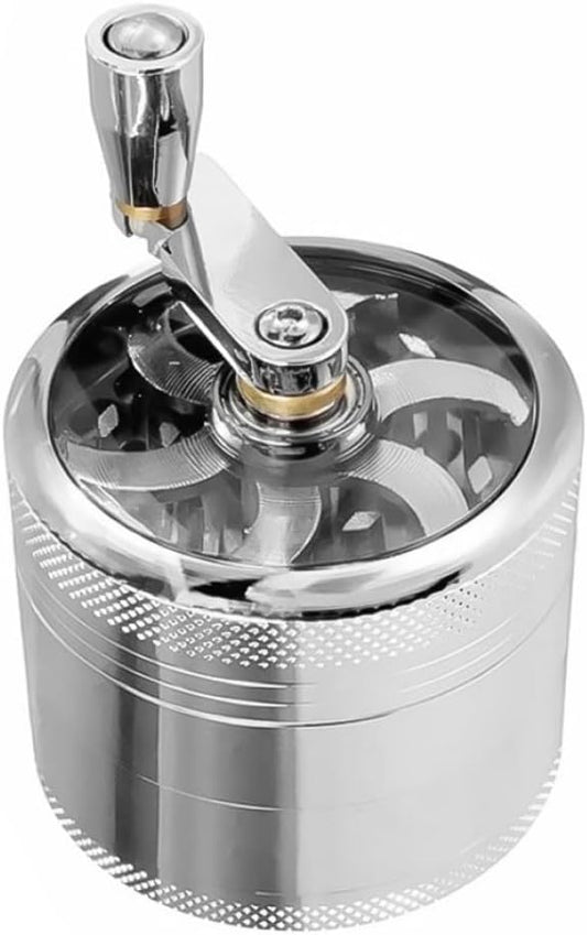 Kribee Manual Grinder Pepper Hand Mill Grinder with Crank Handle Pollen Grinder Spices Crusher for Herb Coffee Salt Pepper Silver Manual Grinder