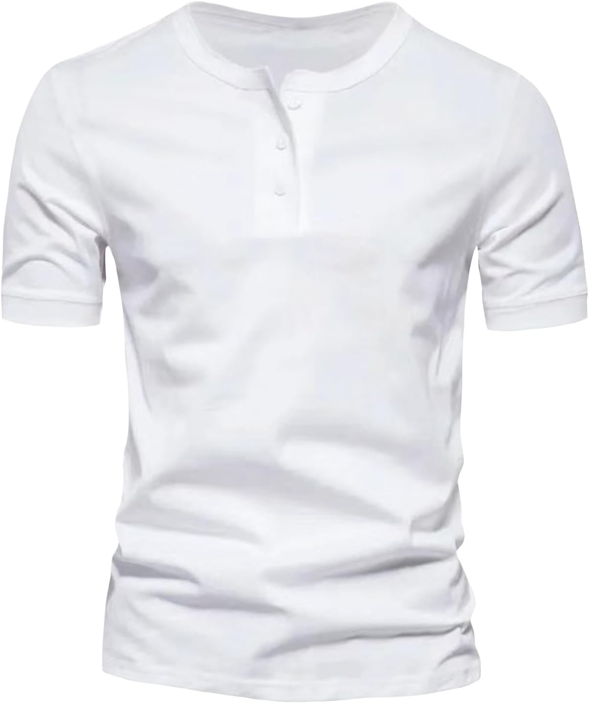 GYMTSL Mens Muscle Slim Henley Shirts Short Sleeve Solid Basic T-Shirt Gym Casual Workout Athletic Shirt Lightweight Tops