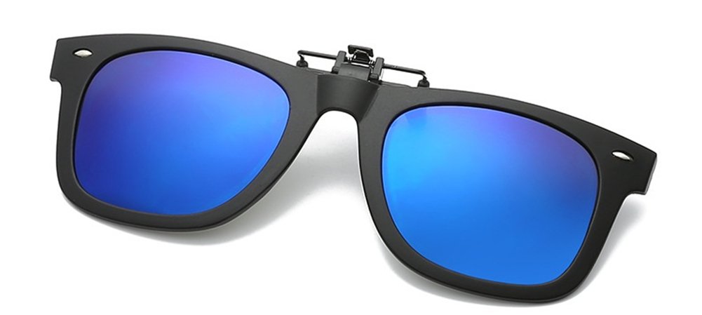 JiffPom Clip-On Sunglasses: Mens/Womens Flip-Up Polarised Sun Lenses fit over Glasses Protection UV400 Lens in Tough Shatter-Proof