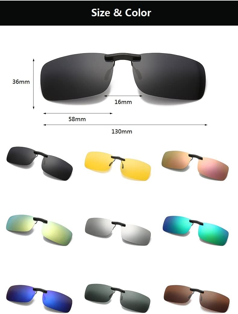 NAVARCH Unisex Polarized Clip Style Sunglasses for Eyeglasses-Clip on Sunglasses for Glasses Outdoor/Driving/Fishing