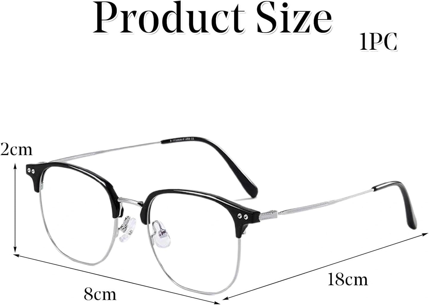 Embryform Blue Light Blocking Glasses Semi Rimless Eyewear For Women Men Classic Retro Square Metal Frame Anti Eye Strain Gaming Computer Glasses