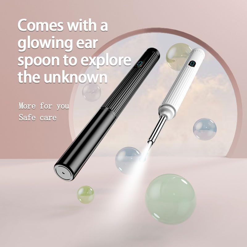 Kribee 10mp HD Ear Cleaner Kit with Camera and LED Light, 2-in-1 Ear Cleaner with Precision Tweezers & Silicone Scoop, Ear Wax Removal, IP67 Waterproof Lens, Wireless & Easy to Use (Black)