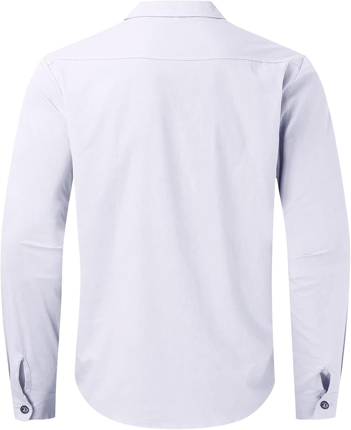 Befox Mens Dressy Casual Button Down Shirts Solid Color Cotton Blend Long Sleeve Summer Vacation Shirt Tops
