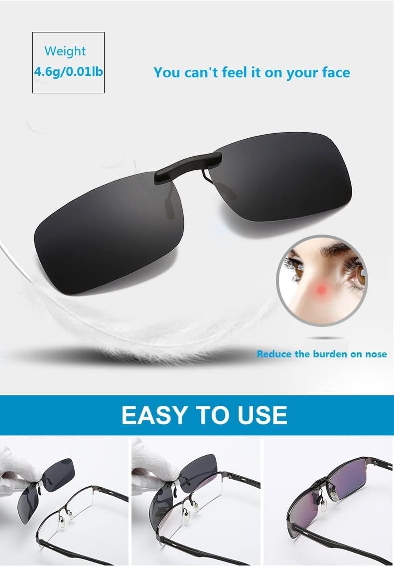 NAVARCH Unisex Polarized Clip Style Sunglasses for Eyeglasses-Clip on Sunglasses for Glasses Outdoor/Driving/Fishing