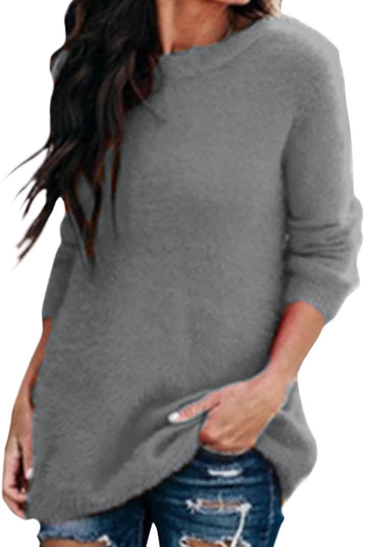 GYMTANK Women's Winter Sweater 2025 Fall Casual Timeless Long Sleeve Solid Crew Neck Sweater Pull Over Tops