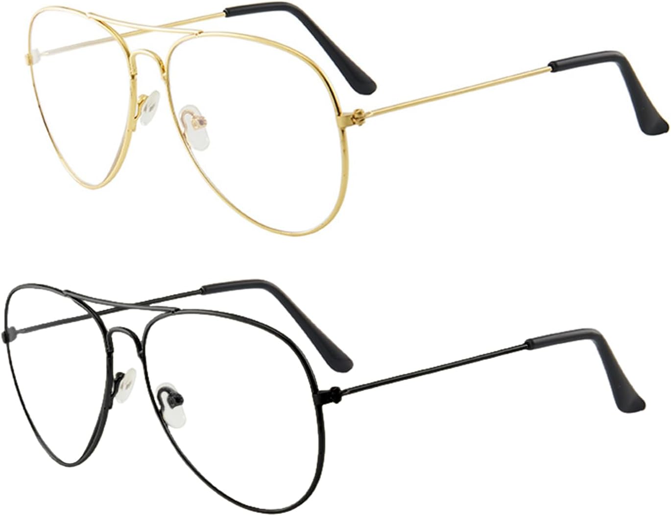 Embryform 2 Pieces Of Metal Glasses, Fashionable And Simple Eyeglasses Frame, Classic And Versatile Glasses