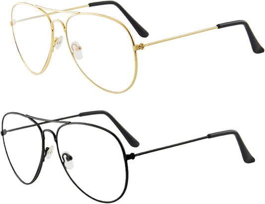 Embryform 2 Pieces Of Metal Glasses, Fashionable And Simple Eyeglasses Frame, Classic And Versatile Glasses