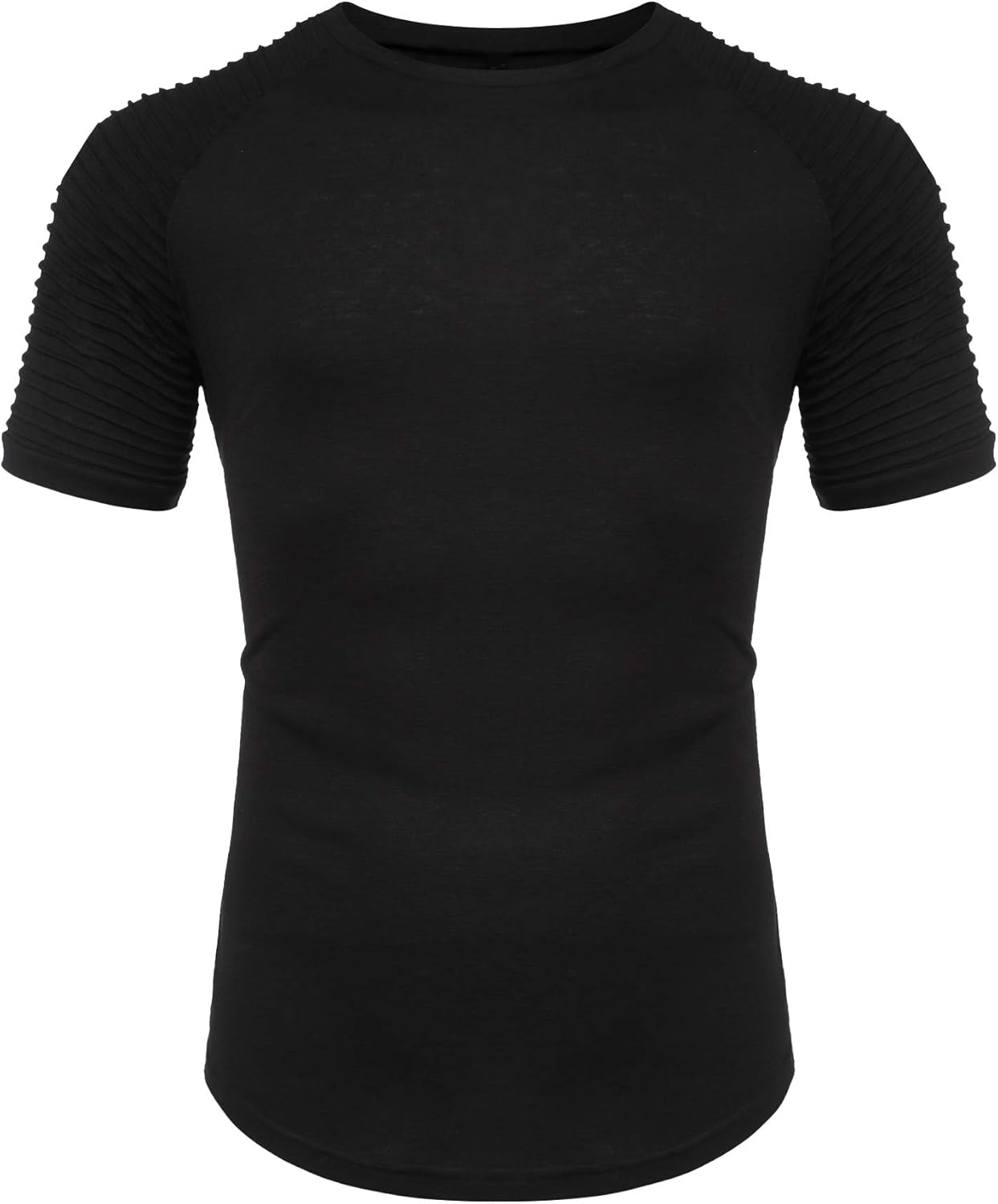 TOFOX Men's Muscle T-Shirt Pleated Raglan Sleeve Bodybuilding Gym Tee Short Sleeve Fashion Workout Shirts Hipster Shirt