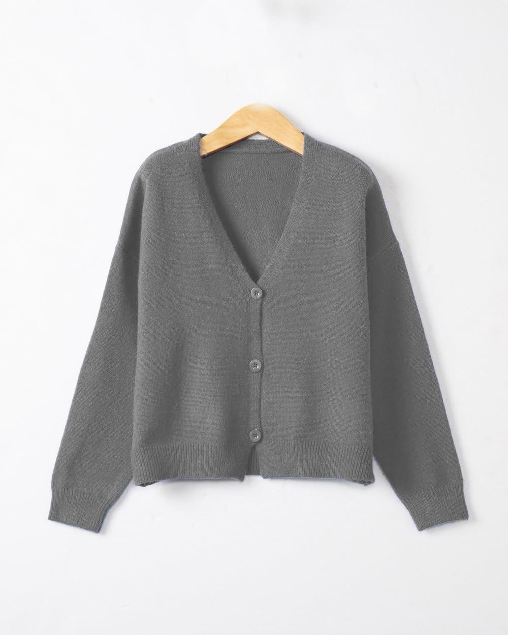 GYMTANK Women's V-Neck Cardigan | Lightweight Knit Button Down Fall Sweater | Casual Soft Open Front Sweater