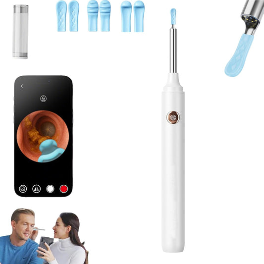 gukoo Ear Camera and Wax Remover,Ear Cleaner Ear Wax Remover,Ear Wax Removal Camera,Ear Cleaner with Camera,Earwax Removal kit with Camera,high Suction Power Electric Silicone Ear Vacuum with Light-White