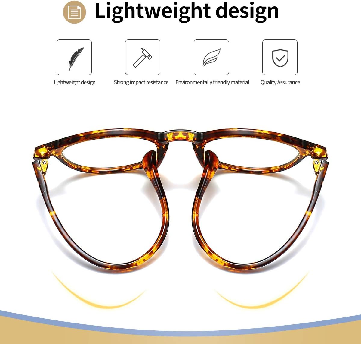 JiffPom Retro Blue Light Blocking Glasses for Men Women TR90 Clear Lens Lightweight Computer Glasses Reading Glasses