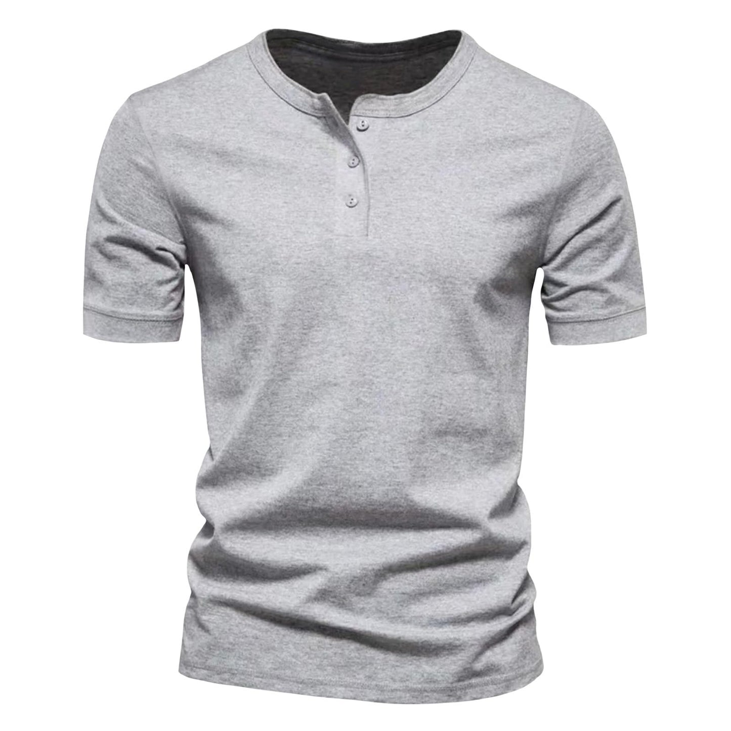 GYMTSL Mens Muscle Slim Henley Shirts Short Sleeve Solid Basic T-Shirt Gym Casual Workout Athletic Shirt Lightweight Tops