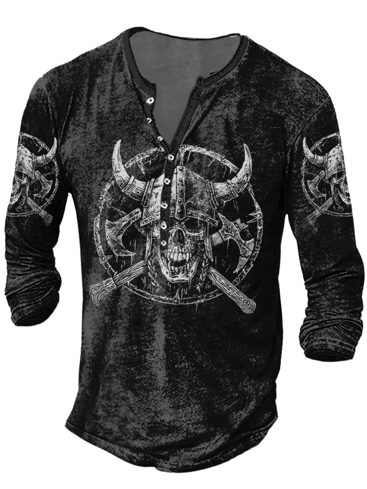 JiffPom Mens Henley Shirts Christian Shirt Jesus Cross Retro Long Sleeve Casual Button Down Washed T-Shirts Boy's Tops