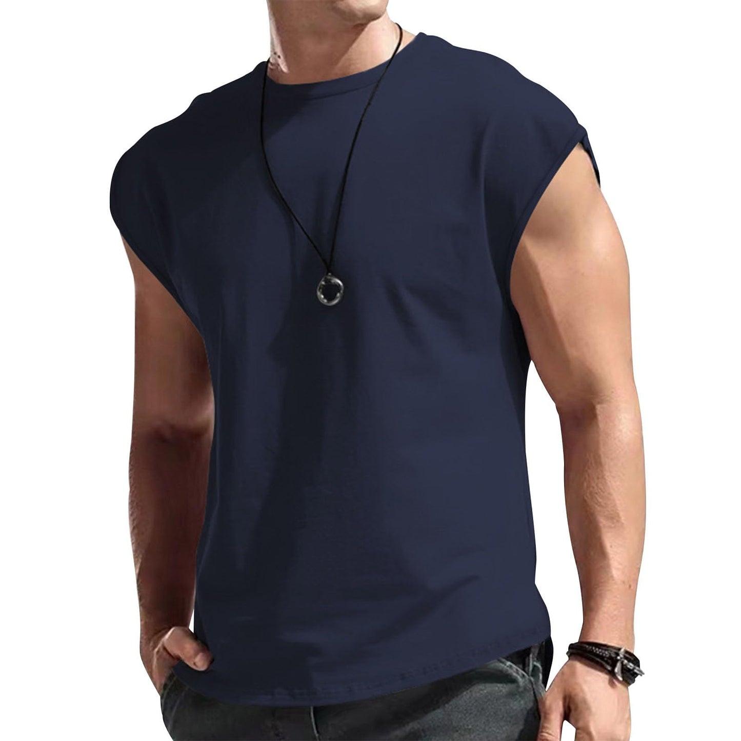 Reigee Mens Sleeveless Tank Tops Workout Shirts Muscle Gym T Shirts Gym Summer Casual Cut Off Tee