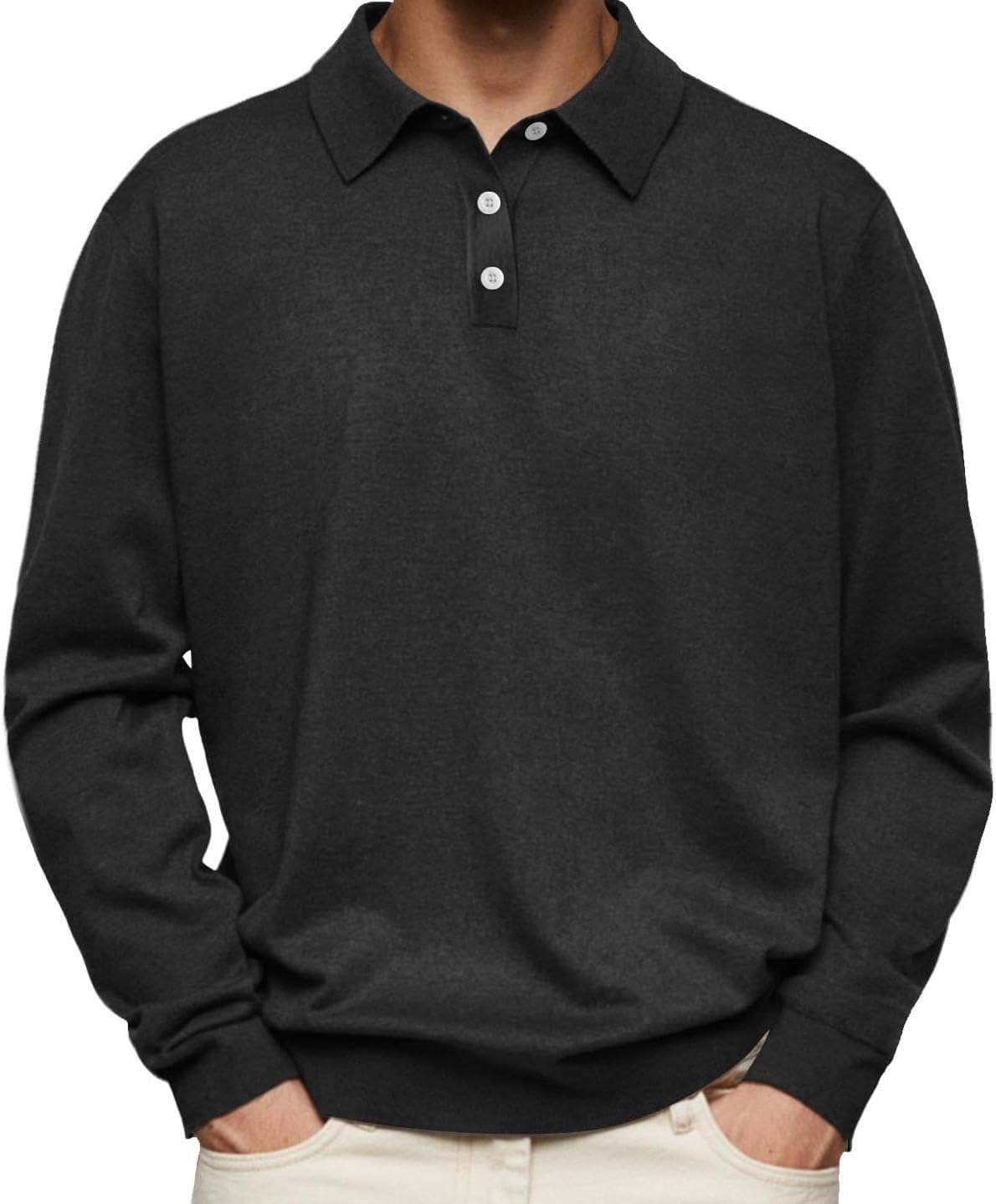 GYMTANK Button Down Golf Shirts for Men Business Clasic Tops Plus Size Collared Sweater