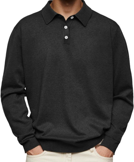 GYMTANK Button Down Golf Shirts for Men Business Clasic Tops Plus Size Collared Sweater