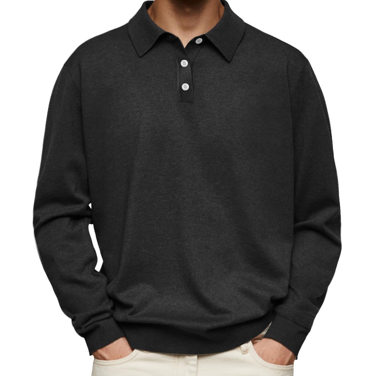 GYMTANK Button Down Golf Shirts for Men Business Clasic Tops Plus Size Collared Sweater