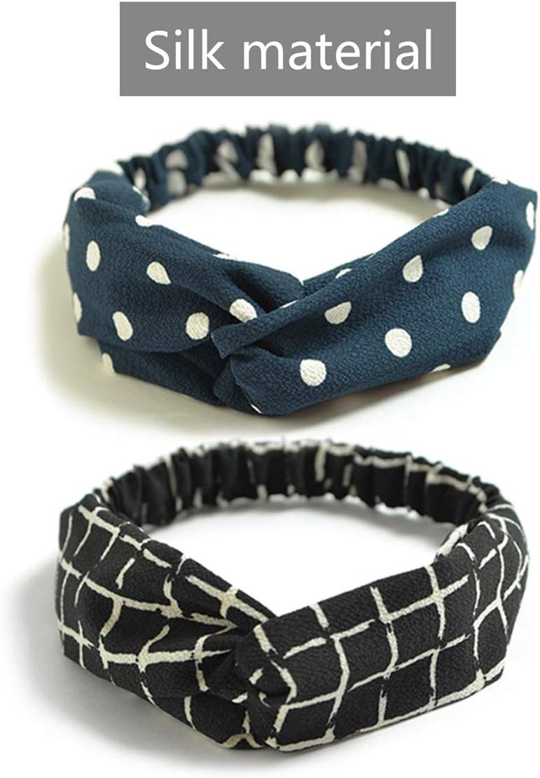 TOFOX Womens Yoga Elastic Cute Hairband Boho Headbands for Women Vintage Flower Printed Knotted Hair Band Bandanas