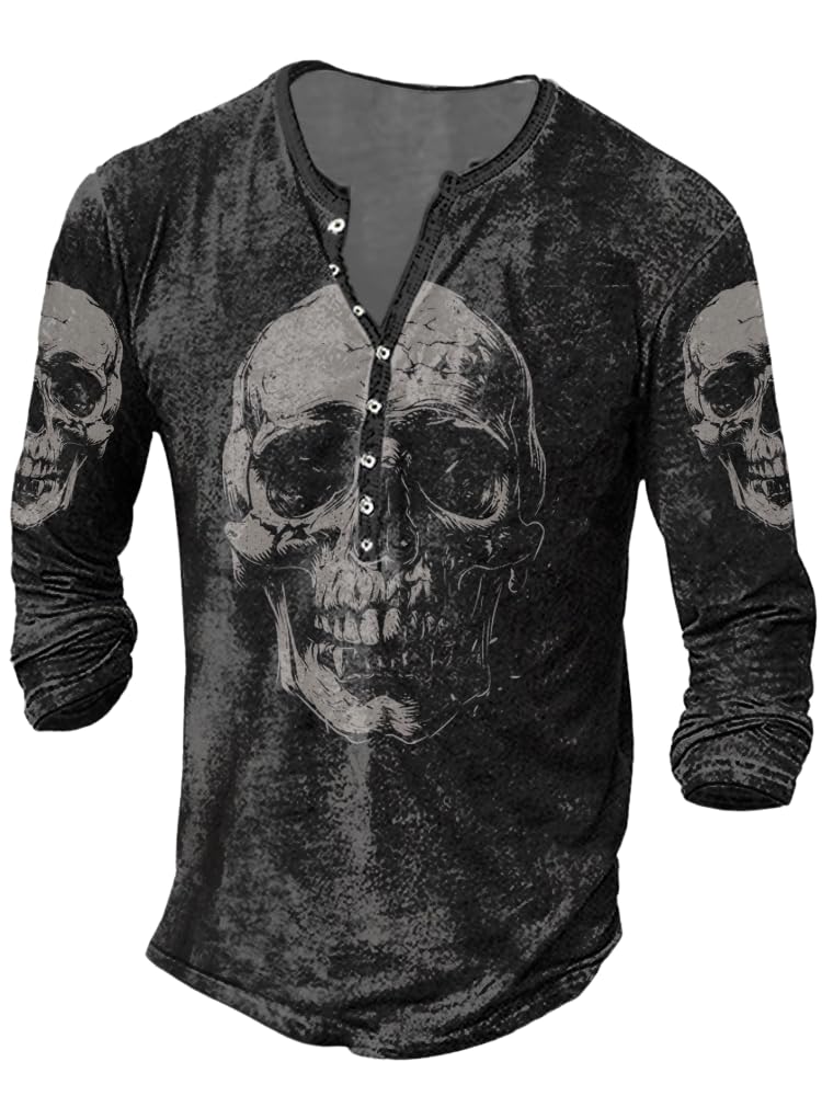 JiffPom Mens Henley Shirts Christian Shirt Jesus Cross Retro Long Sleeve Casual Button Down Washed T-Shirts Boy's Tops