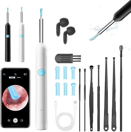 Kribee Ear Wax Removal kit, Ear Cleaner with Camera, Kit - Precise and Safe Cleaning Device, Professional Ears Cleaners Set with Cleanings Brush and Storage Box for Children and Adult (White)