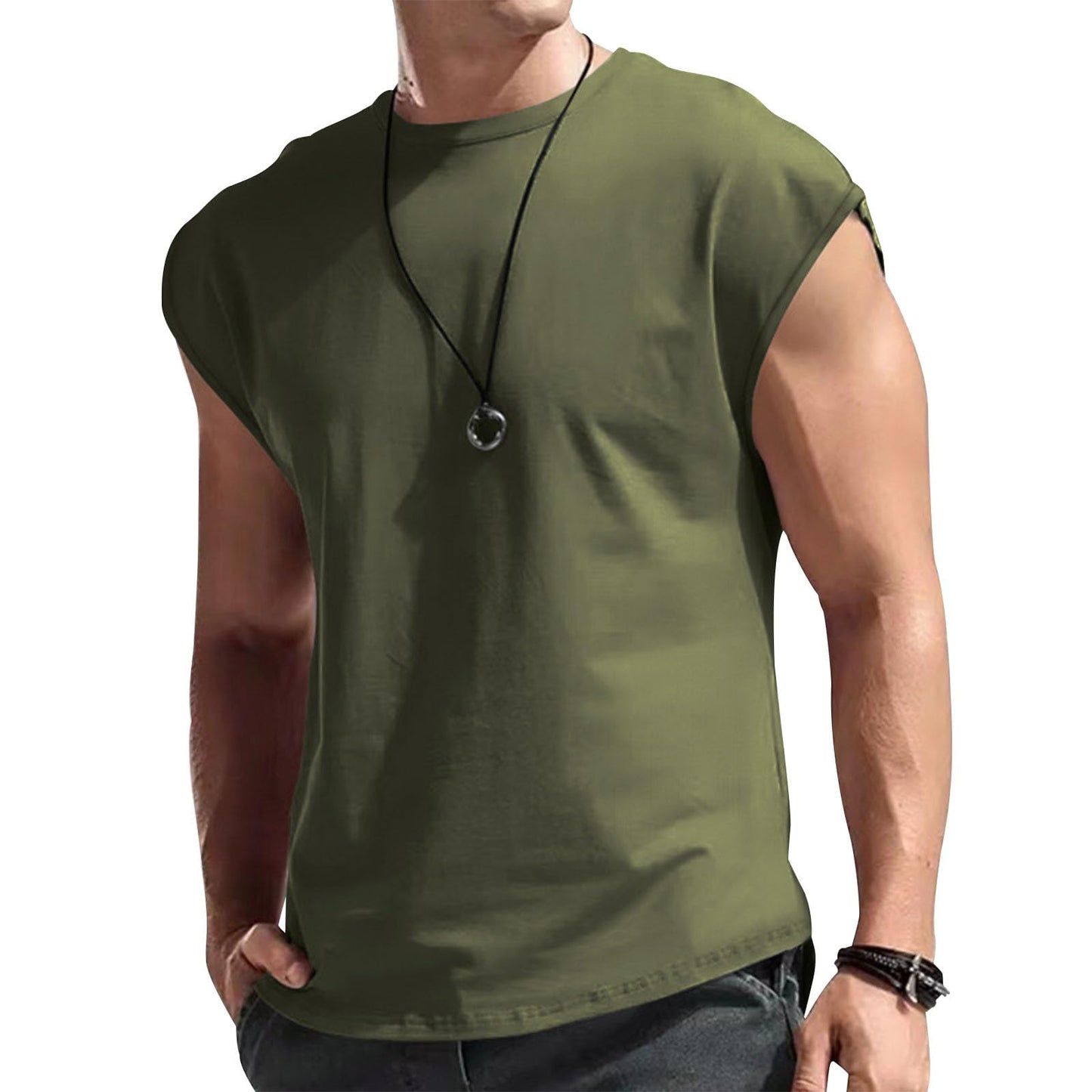 Reigee Mens Sleeveless Tank Tops Workout Shirts Muscle Gym T Shirts Gym Summer Casual Cut Off Tee