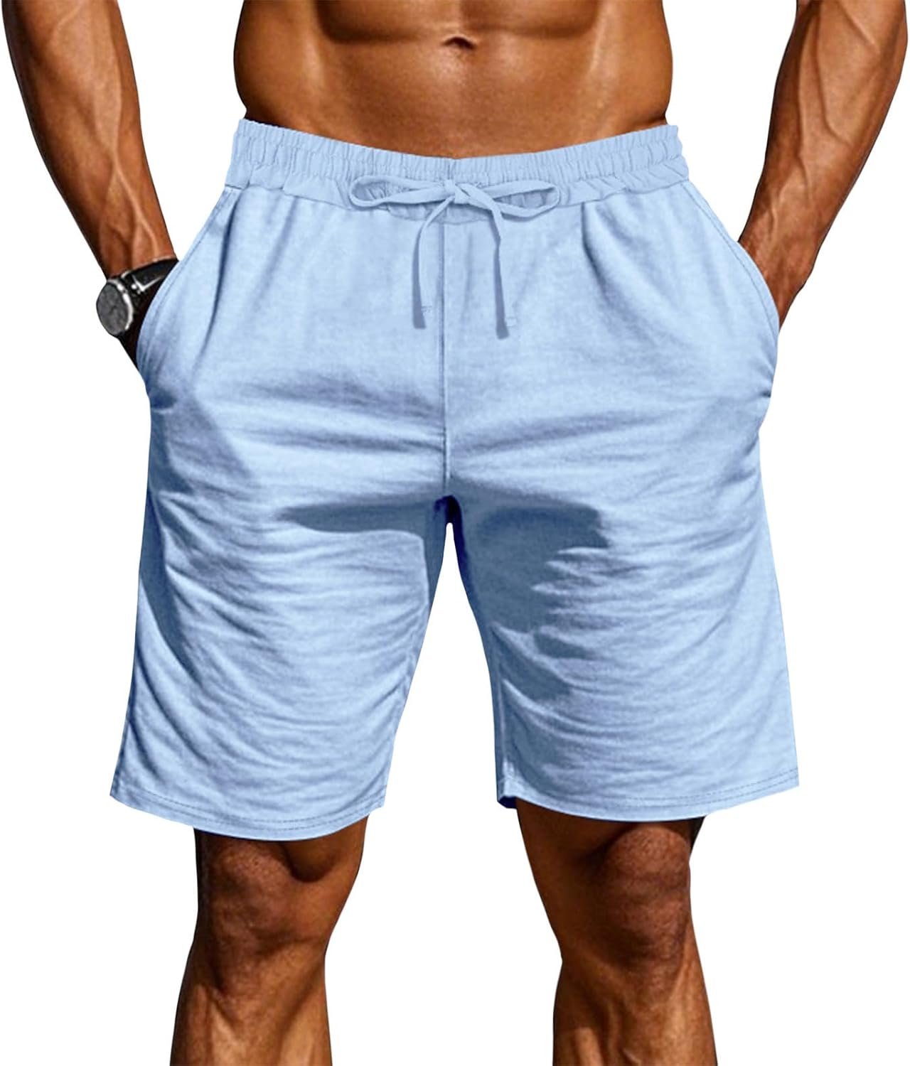 gukoo Mens Athletic Shorts Summer Stretchy Running Casual Wide Leg Cargo Drawstring High Waist Yoga Shorts with Pockets