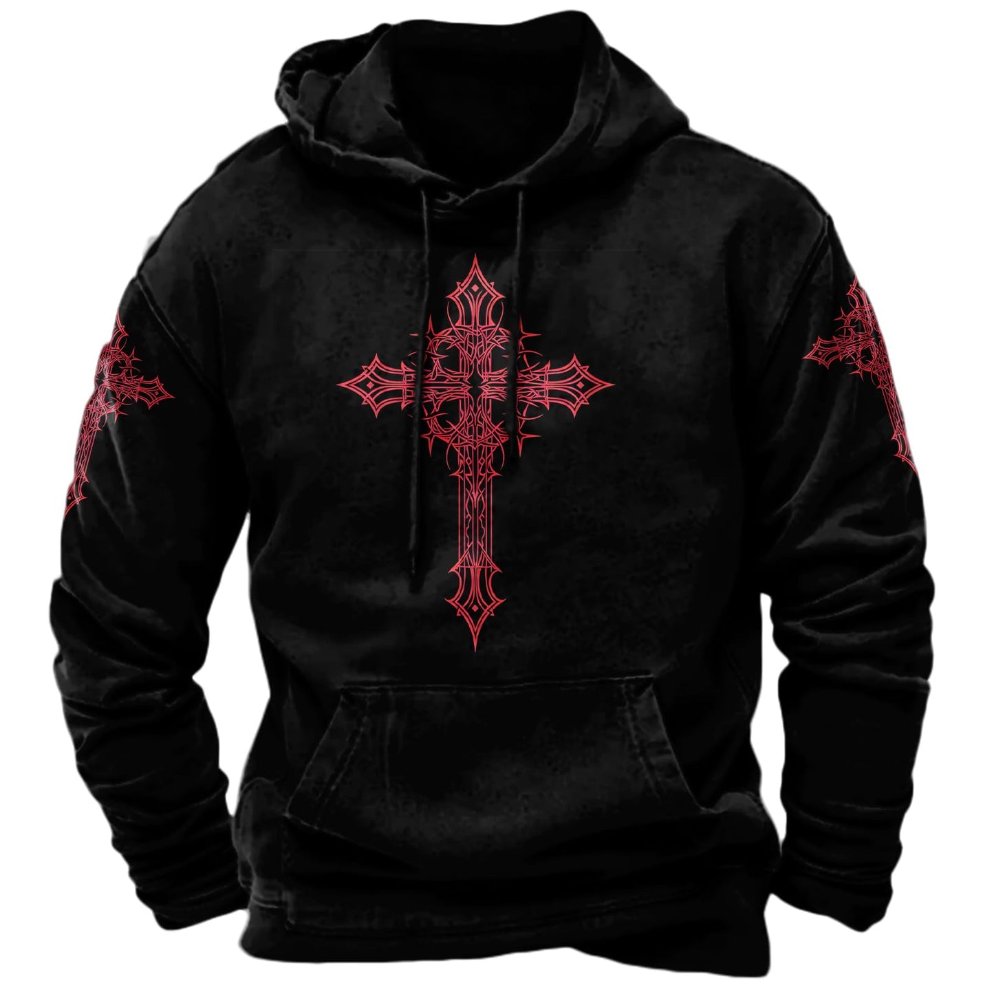 JiffPom Men's Christian Hoodies Pullover Retro Jesus Print Hooded Sweatshirts Casual Long Sleeve Drawstring Faith Hoodies