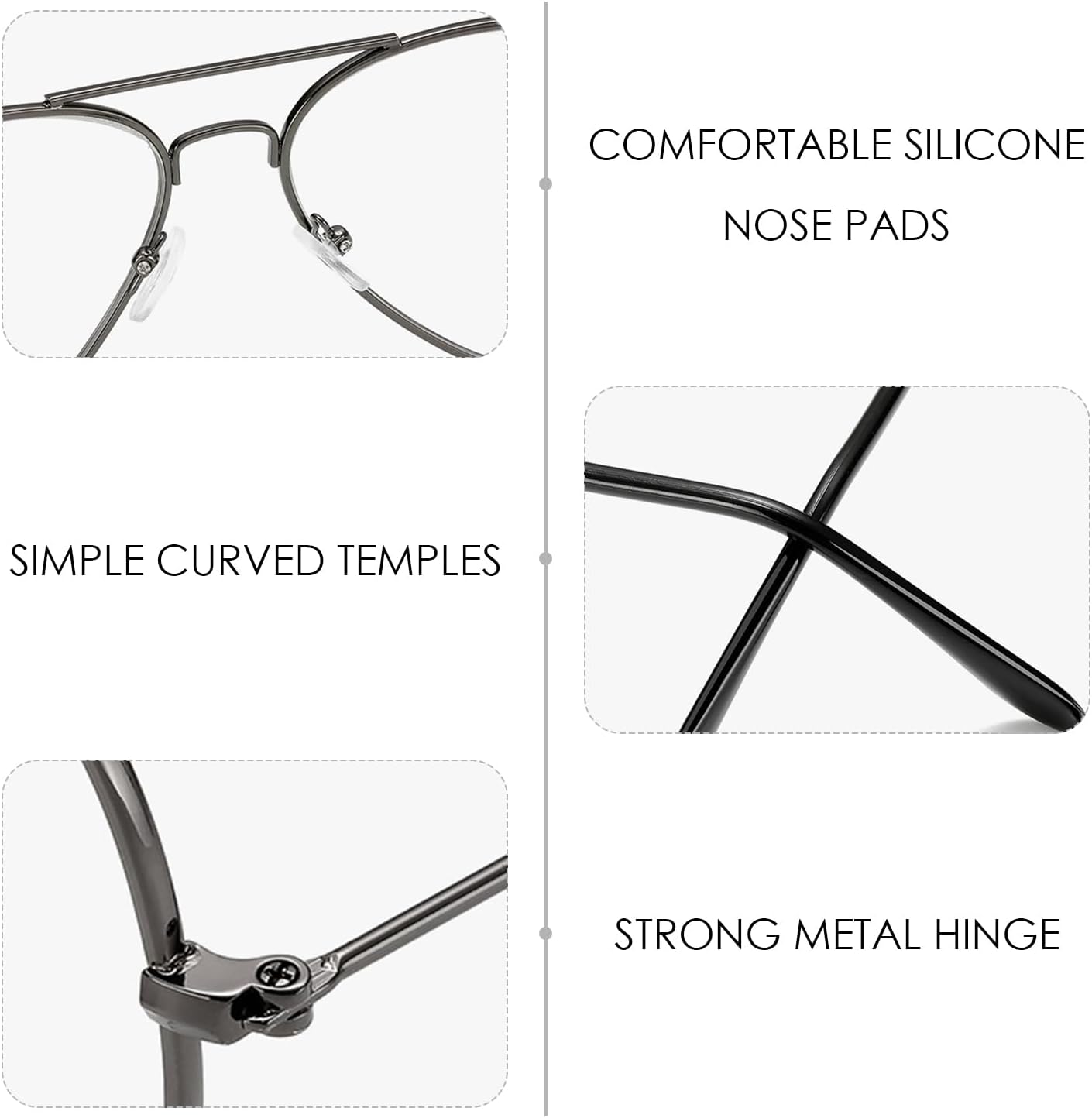 Embryform 2 Pieces Of Metal Glasses, Fashionable And Simple Eyeglasses Frame, Classic And Versatile Glasses