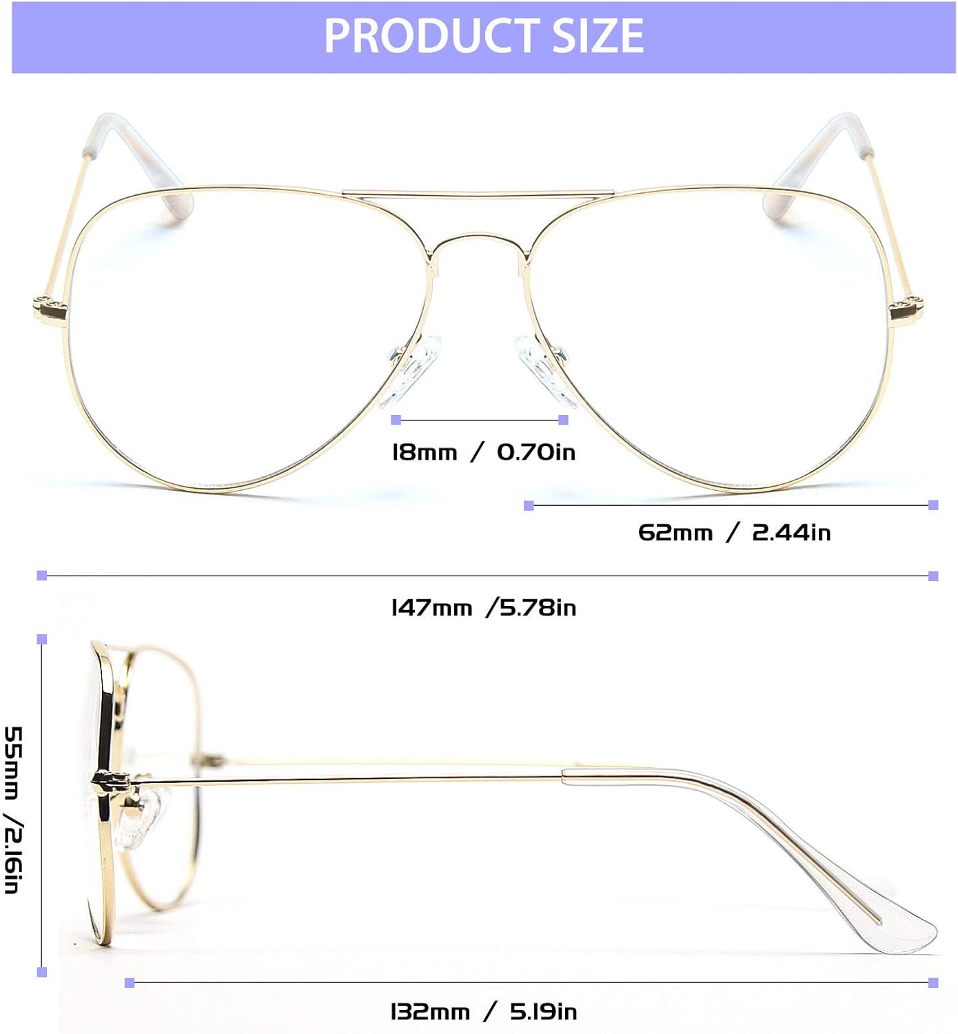 Embryform Clear Lens Glasses Metal Frame Blue Light Blocking Eyeglasses for Women Men Non-prescription