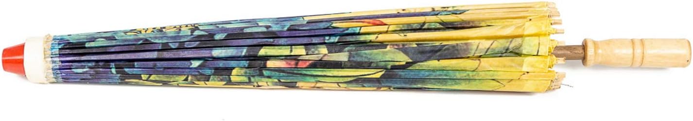 JiffPom Rainproof Handmade Chinese Oiled Paper Umbrella Parasol 33" Peony and Butterfly, Yellow