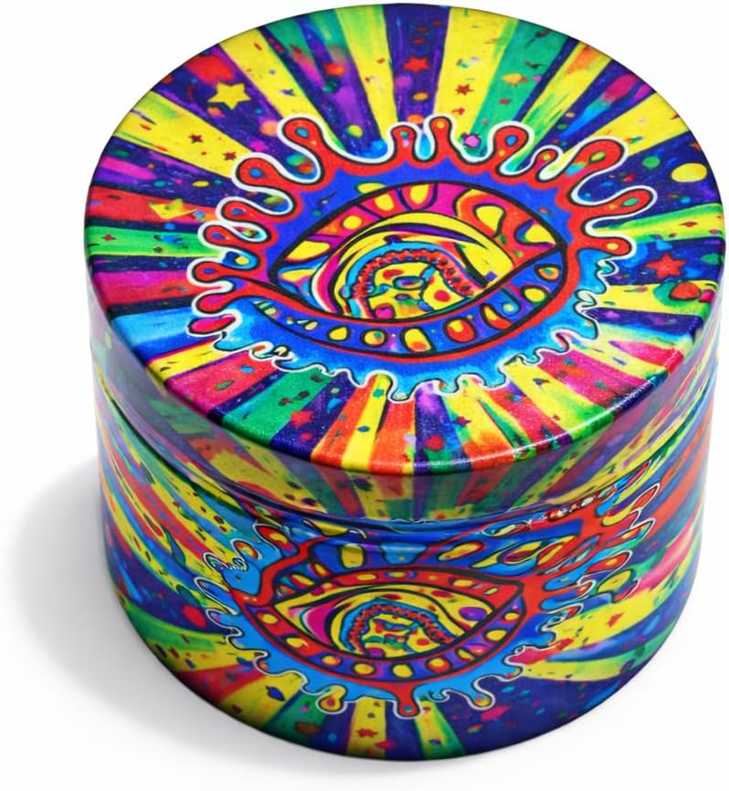 Kribee Herb Grinder Zinc Alloy 4 Piece 50mm Grinder Metal Crusher for Spice- Acid Attack Trip 70s (Grinder Only)