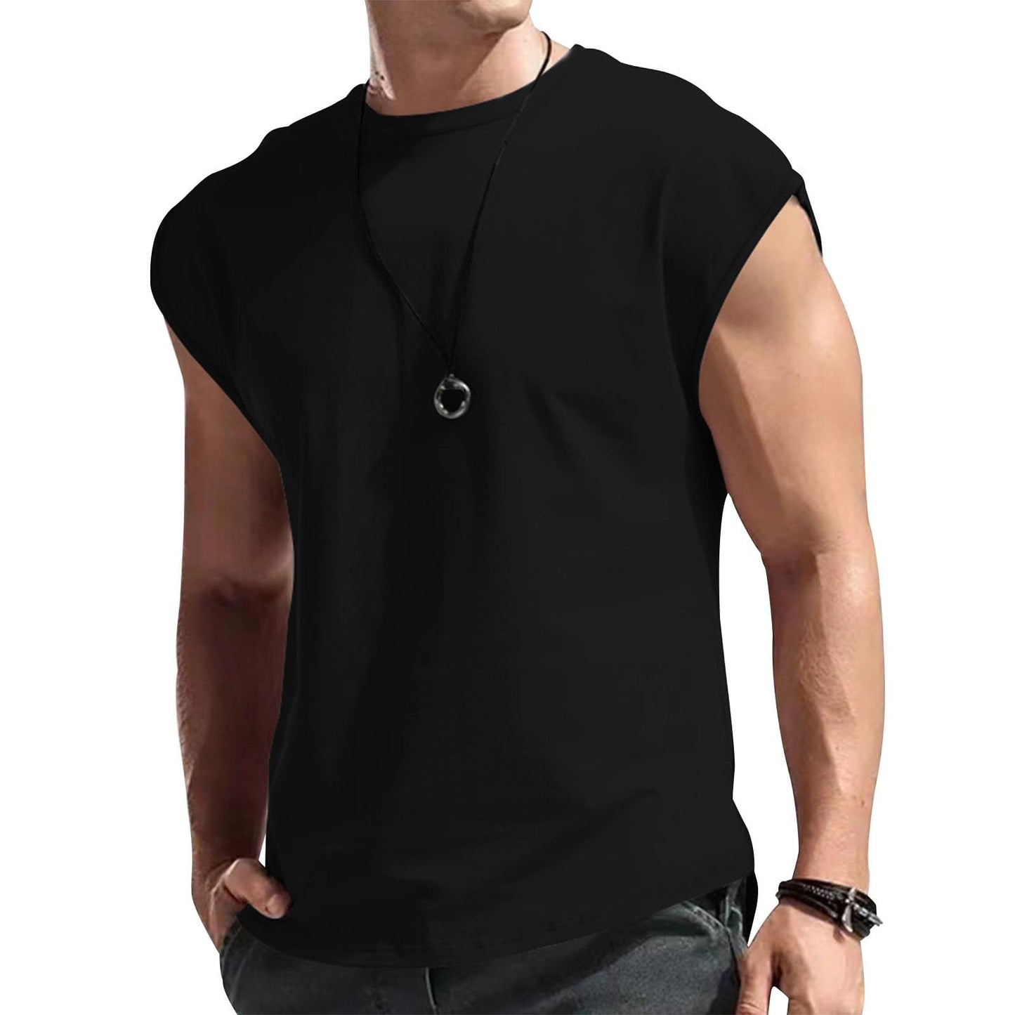 Reigee Mens Sleeveless Tank Tops Workout Shirts Muscle Gym T Shirts Gym Summer Casual Cut Off Tee