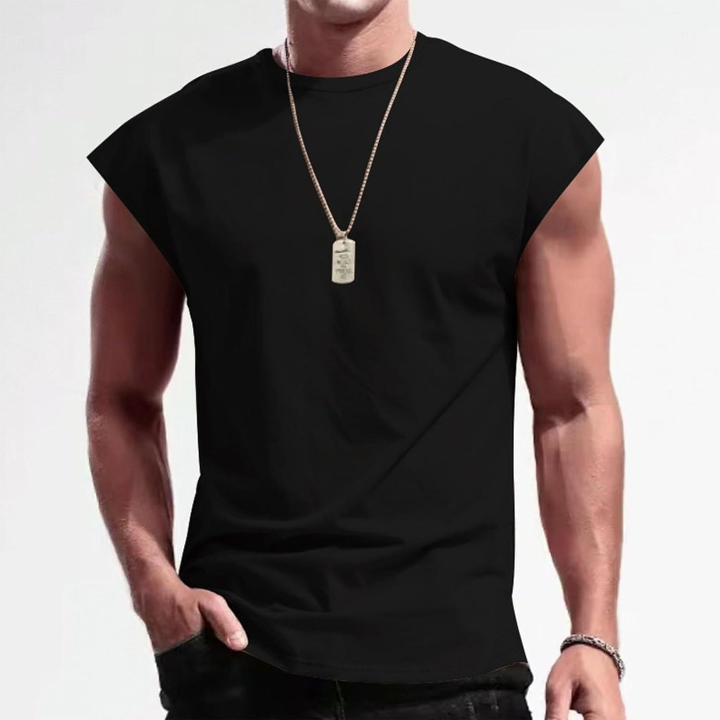 Reigee Mens Sleeveless Tank Tops Workout Shirts Muscle Gym T Shirts Gym Summer Casual Cut Off Tee