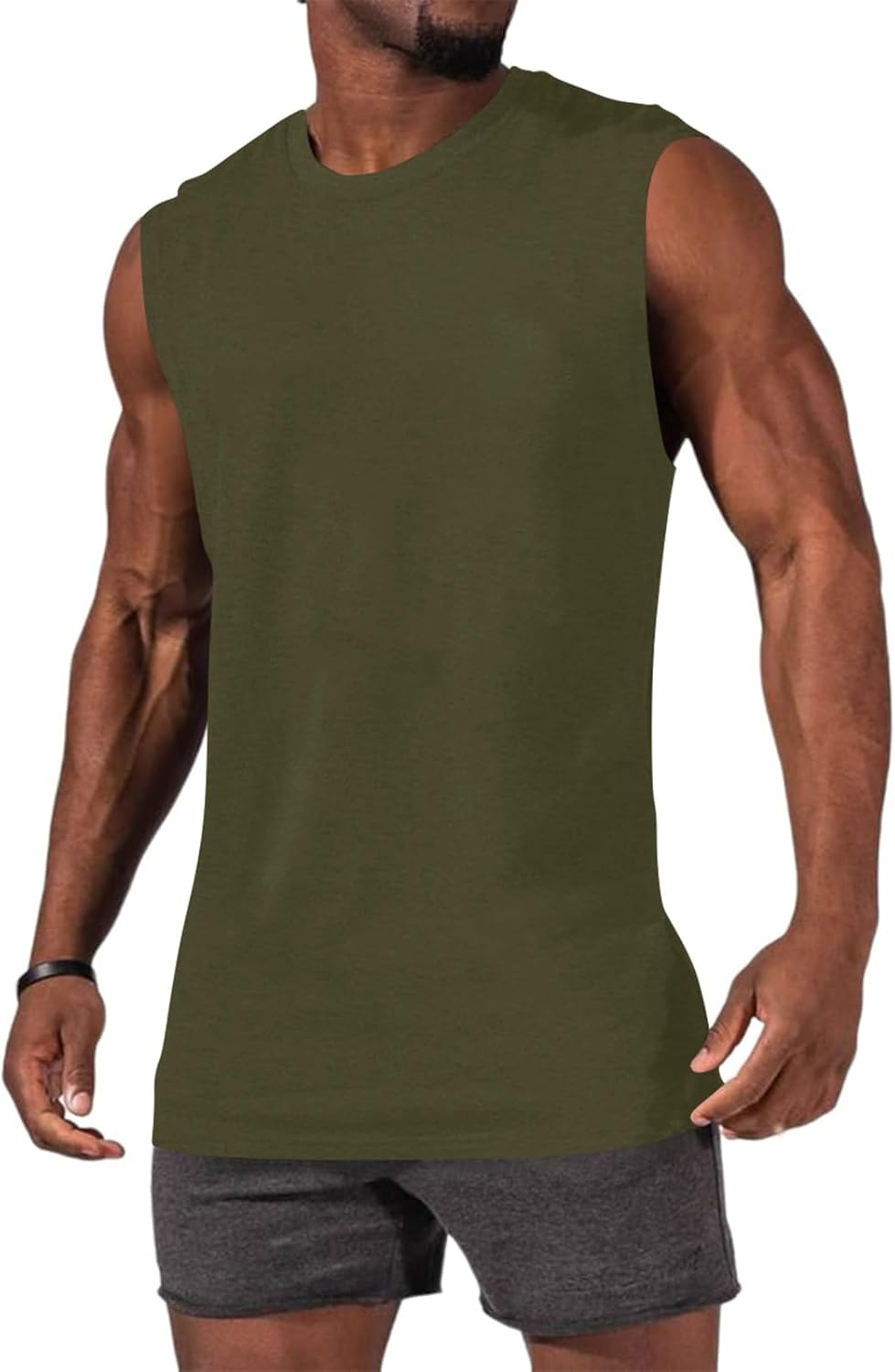 JiffPom Mens Gym Workout Sleeveless T-Shirts Casual Tank Tops Muscle Cut Off Shirts