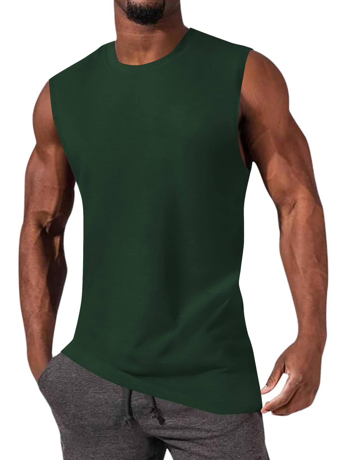 JiffPom Mens Gym Workout Sleeveless T-Shirts Casual Tank Tops Muscle Cut Off Shirts