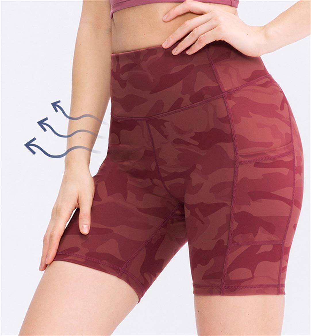 TOFOX High Waist Running Shorts for Women Leggings Yoga Shorts with Side Pockets Non See-Through Athletic Shorts Gym Running Sports Fitness