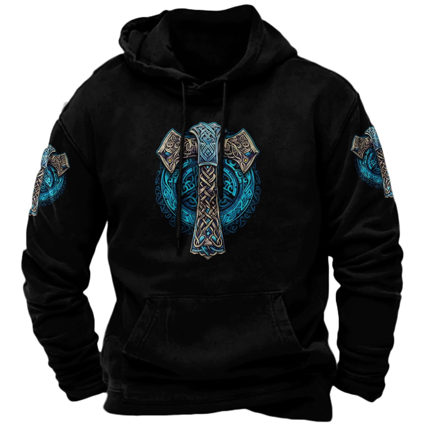 JiffPom Men's Christian Hoodies Pullover Retro Jesus Print Hooded Sweatshirts Casual Long Sleeve Drawstring Faith Hoodies