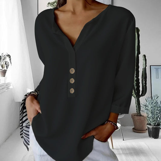 Alivebody Tunic Shirts for Women Summer Business Button Down Oversized Long Sleeve Vintage Casual V Neck Workout Shirts