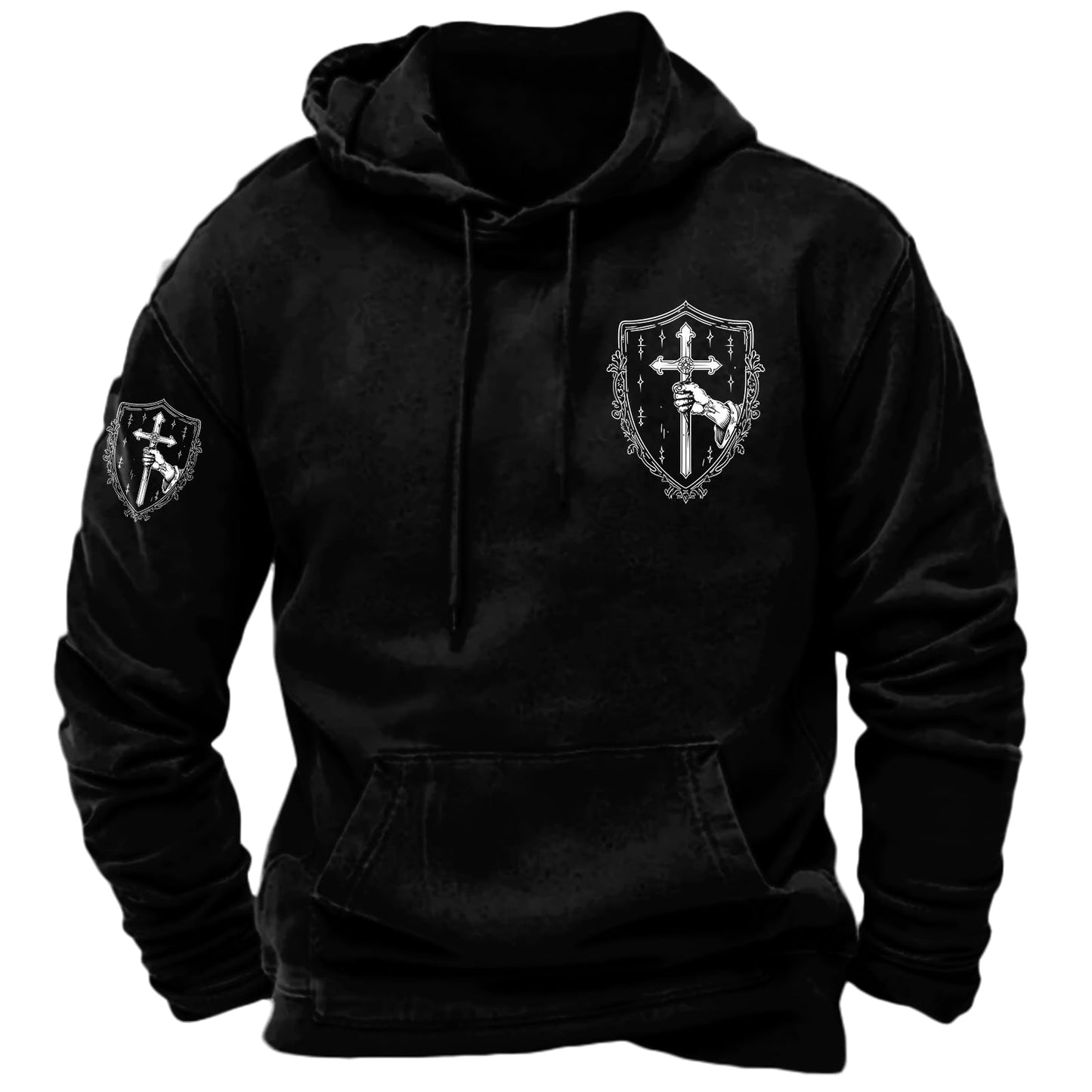 JiffPom Men's Christian Hoodies Pullover Retro Jesus Print Hooded Sweatshirts Casual Long Sleeve Drawstring Faith Hoodies