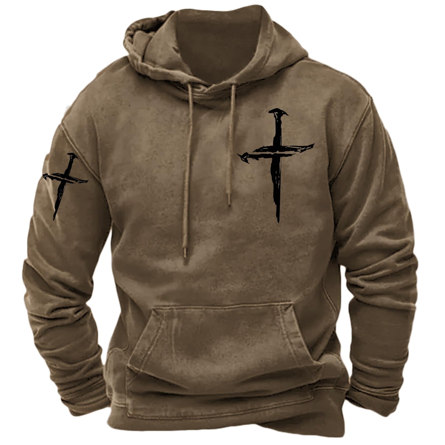 JiffPom Men's Christian Hoodies Pullover Retro Jesus Print Hooded Sweatshirts Casual Long Sleeve Drawstring Faith Hoodies