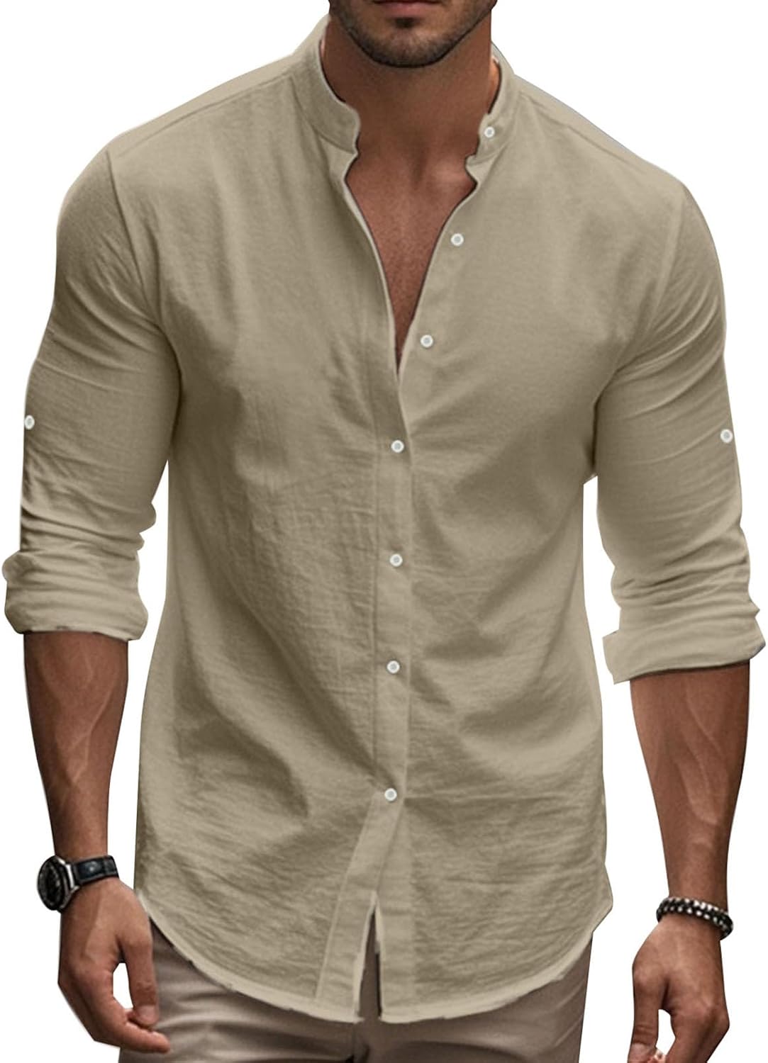 GYMTANK Mens Golf Shirts V Neck Pullover Button Down Collar Long Sleeve Business Casual Hippie Summer Beach Workout Tops