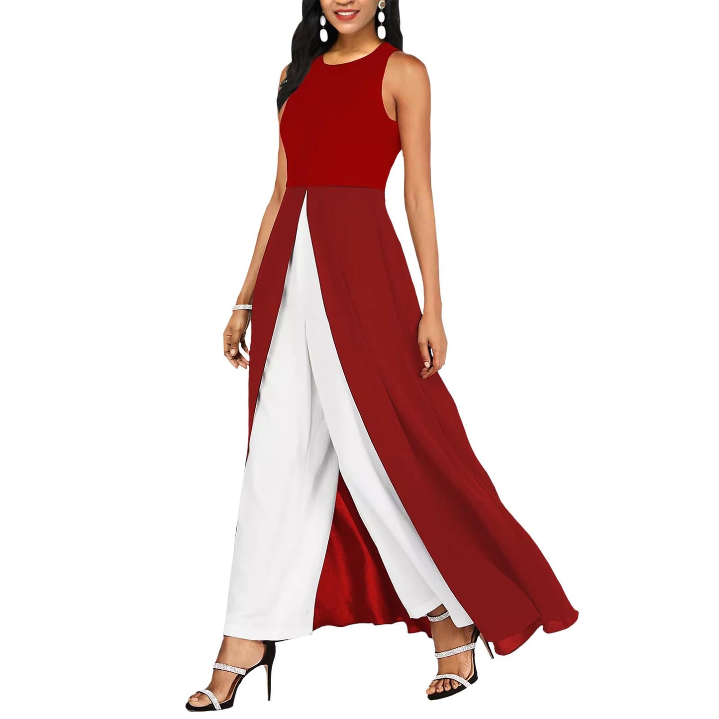 GYMBULL Overlay Fancy Jumpsuit for Women, Elegant Sleeveless Cocktail Jumpsuit Dress Evening Party Formal Wedding Guest Romper