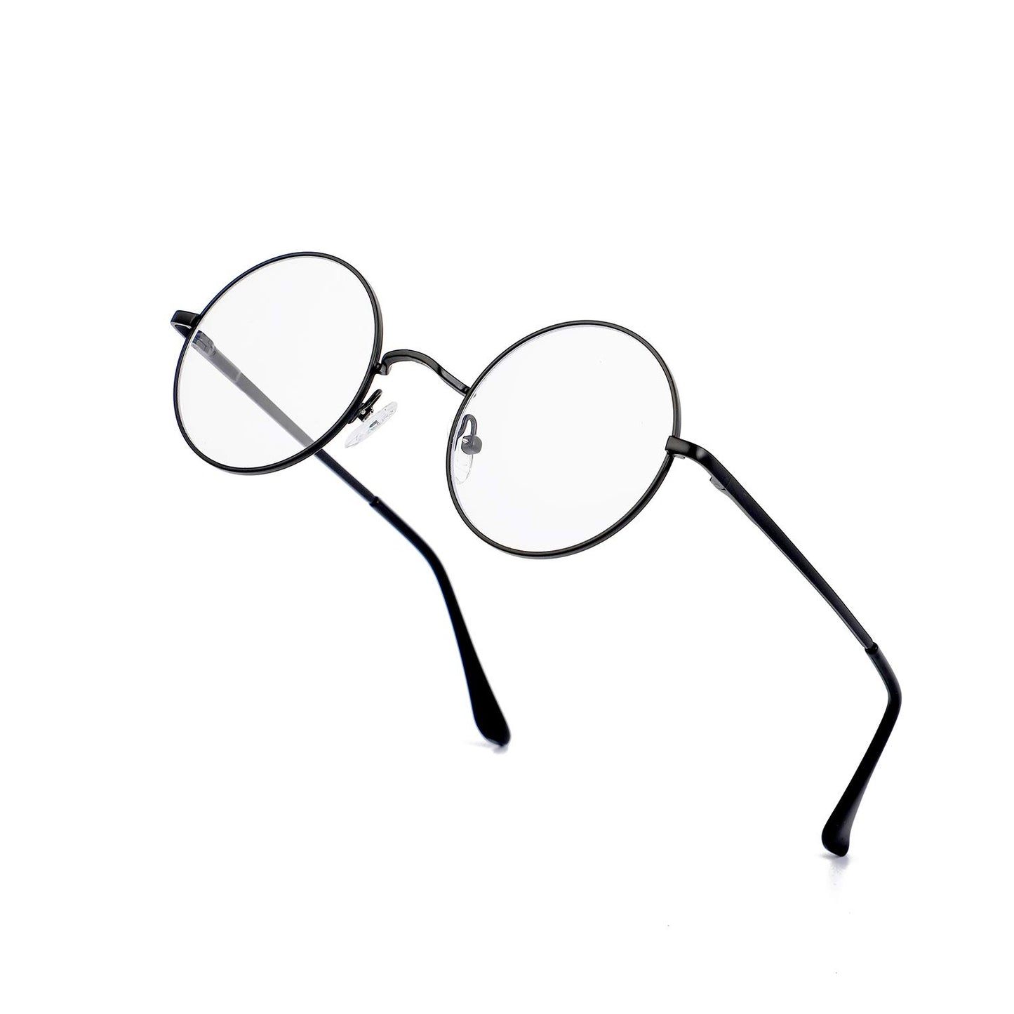JiffPom Round Blue Light Blocking Glasses for Women Men Circle Clear Lens Metal Frame Eyeglasses Non Prescription