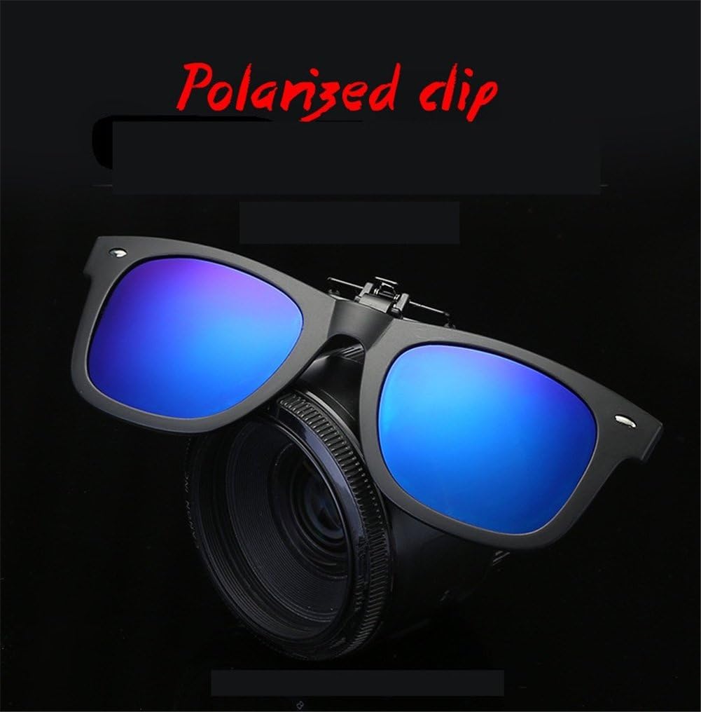 JiffPom Clip-On Sunglasses: Mens/Womens Flip-Up Polarised Sun Lenses fit over Glasses Protection UV400 Lens in Tough Shatter-Proof