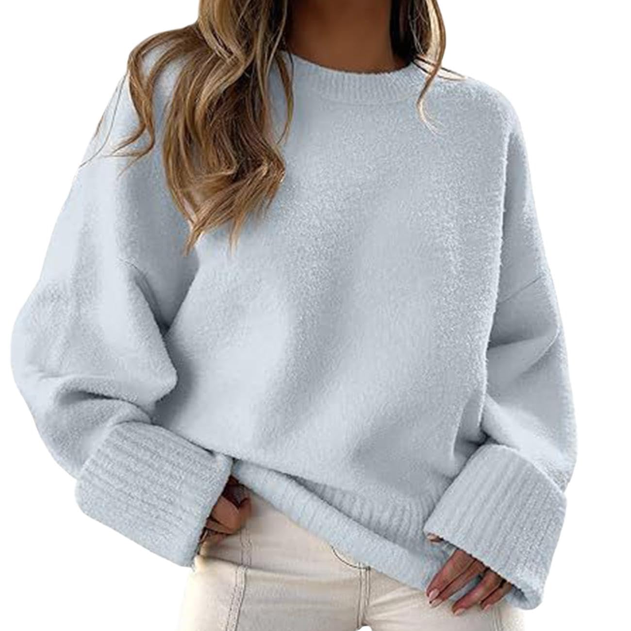 GYMTANK Sweater for Women 2025 Fall Winter Solid Crew Neck Long Sleeve Casual Loose Pullover Oversize Chunky Sweater