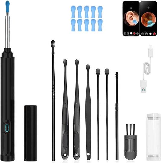 gukoo 10mp HD Ear Cleaner with Camera and LED Light, 2026 New 2-in-1 Ear Wax Removal Camera, with Precision Tweezers & Silicone Scoop, Earwax with Ease, IP67 Waterproof Lens, Wireless & Easy to Use (Black)